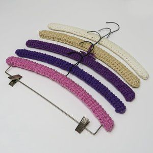Vintage 60s Purple Crochet "Non Slip" Decorative Clothes Hangers